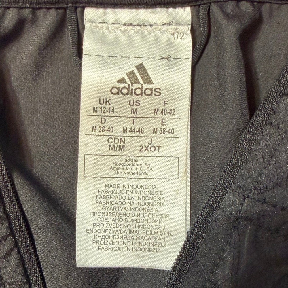 Adidas Womens Black Hooded Windbreaker Jacket Full Zip 3-Stripe Running Size M - Picture 6 of 6